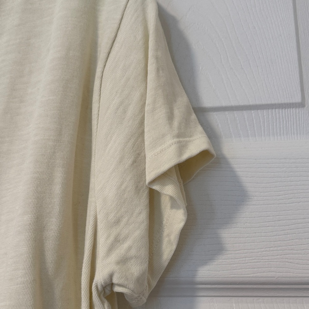 Mother Denim Cream/Butter Yellow Graphic T-Shirt with Orange Print Women Size XL - Picture 8 of 9